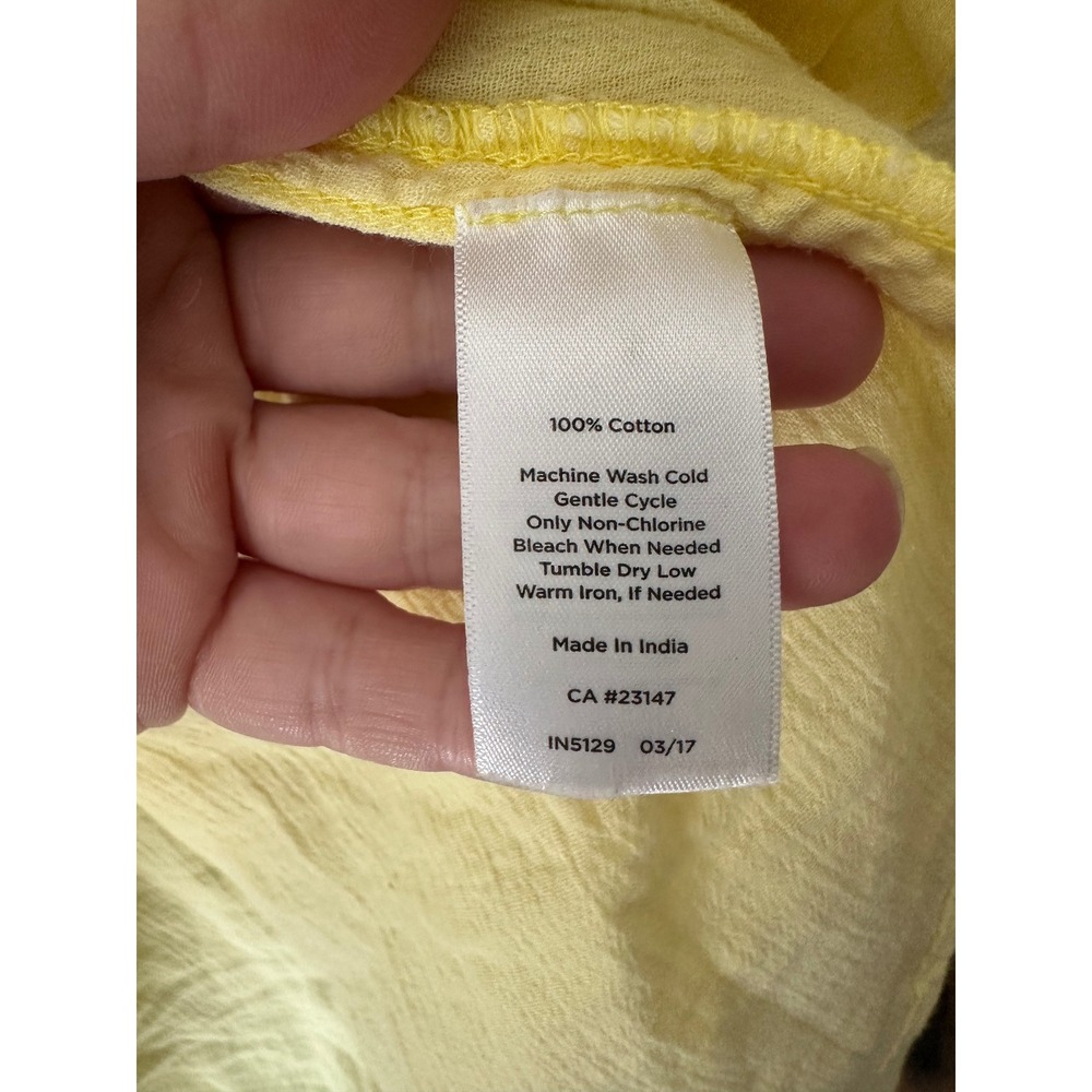 Talbots Woman Yellow Cotton Gauze Button Down Roll Tab Sleeve Shirt 2X Resort - Picture 5 of 7